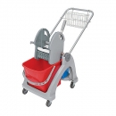 Wózek Sp. z jednym wiad.25l i wycisk.czer+koszyk